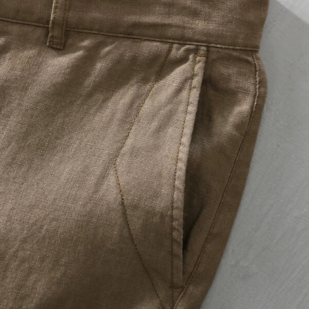 Bermuda de Linho Toulouse Marrom Falconne Oficial 