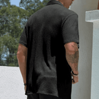 Camisa de Botão Texturizada Preta Camisa de Botão Falconne 