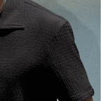 Camisa de Botão Texturizada Preta Camisa de Botão Falconne 