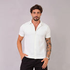 Camisa de Linho Gola Italiana Branca Camisa de Linho Falconne 