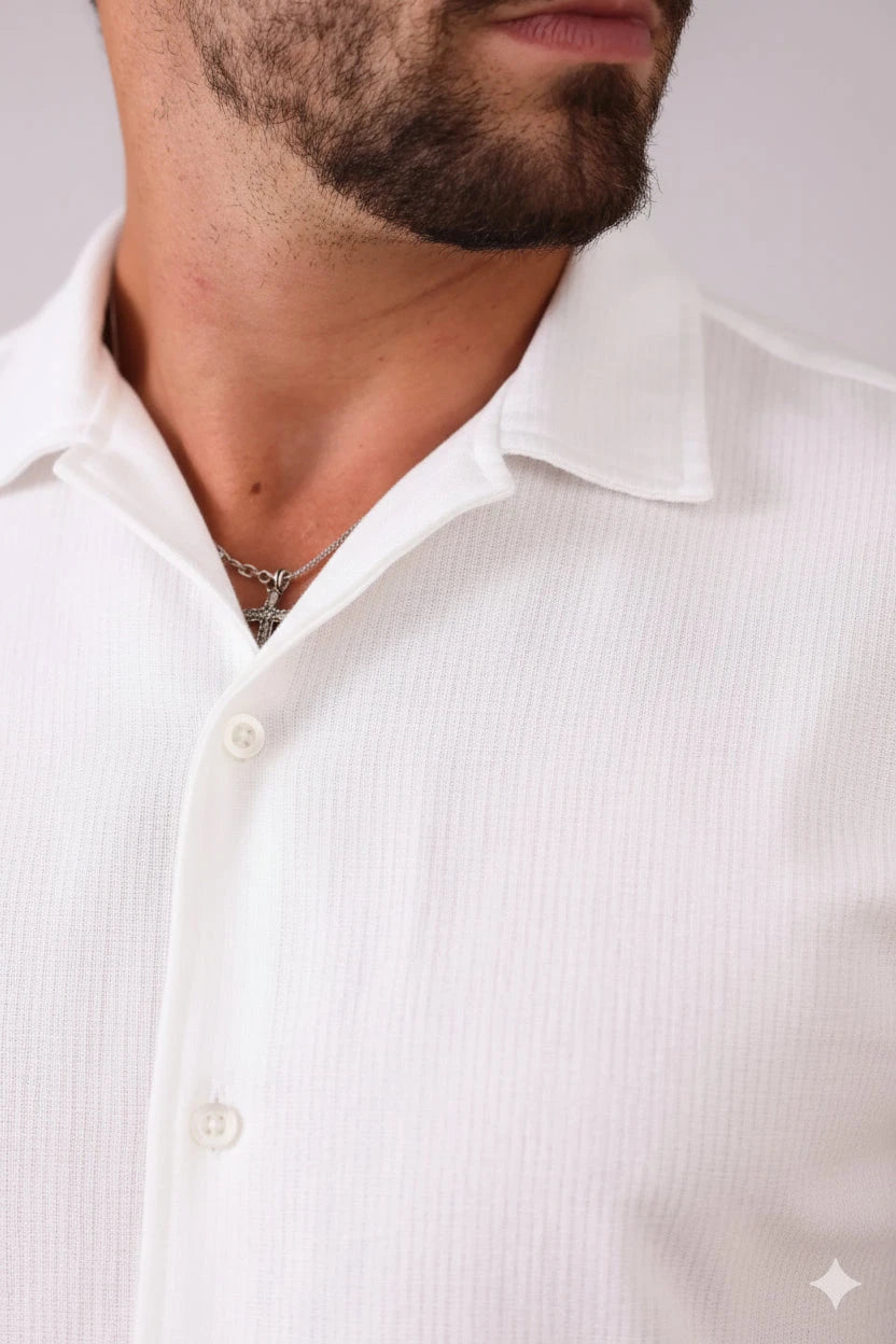 Camisa de Linho Gola Italiana Branca Camisa de Linho Falconne 