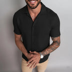 Camisa de Linho Gola Italiana Preta Camisa de Linho Falconne 