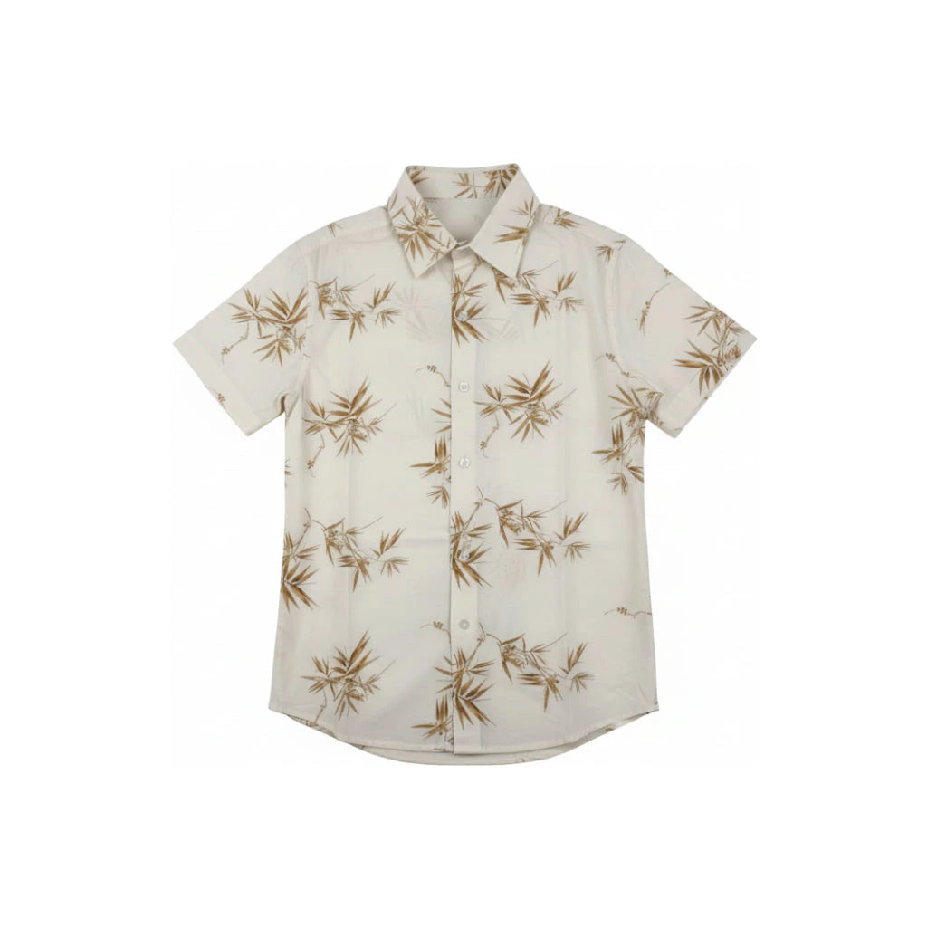 Camisa Social Florida Estampa Bambu Creme Camisa Social Falconne P 