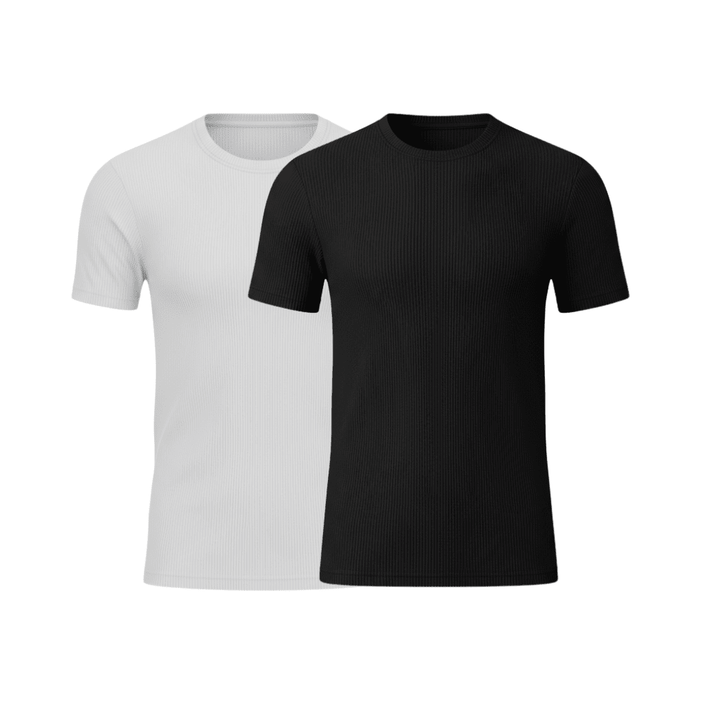 Kit 2 Camisetas Caneladas Branca e Preta Camiseta Canelada Falconne 