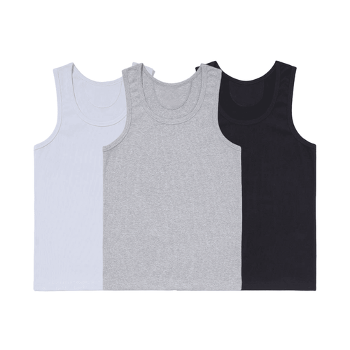 Kit 3 Regatas Caneladas Branca, Cinza e Preta Regata Canelada Falconne P 