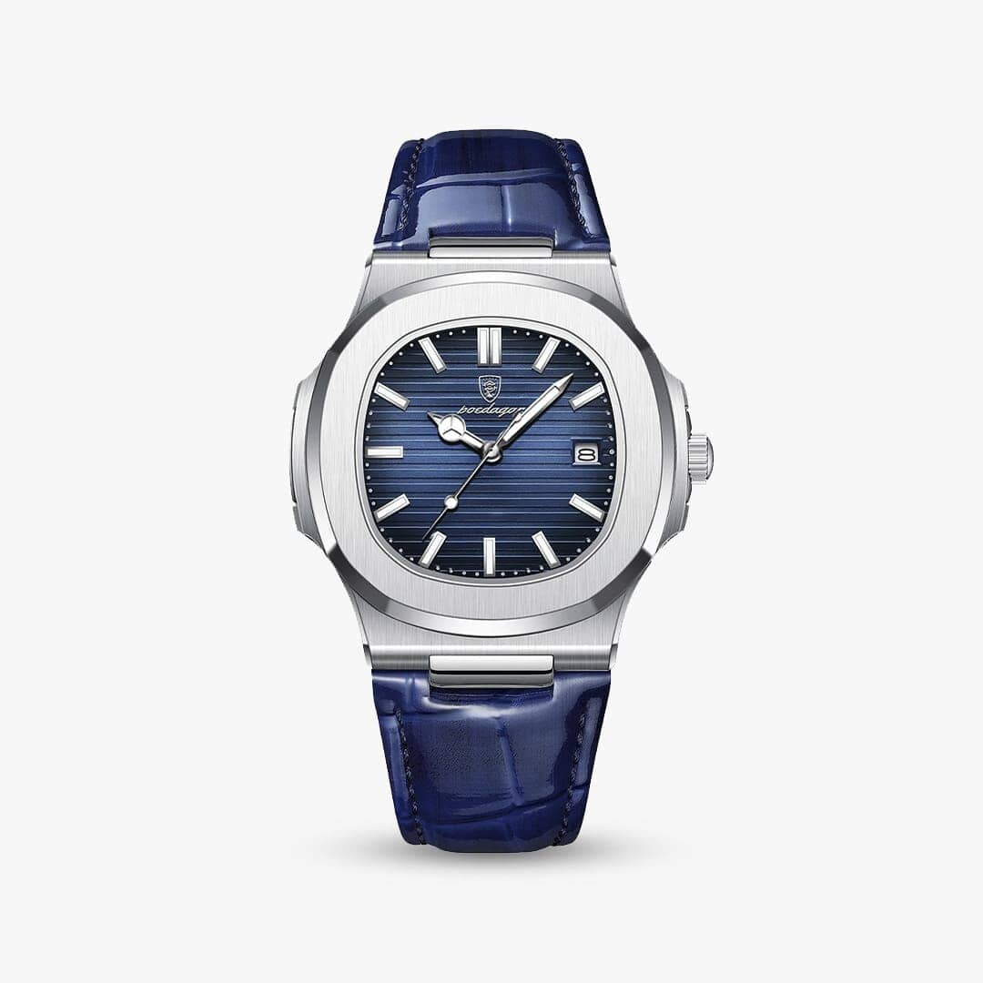 Relógio Nautique 41mm Relógio Couro Falconne Azul 