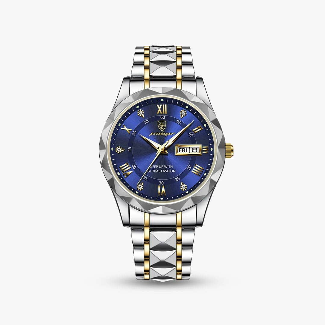 Relógio Regent 40mm Relógio Aço Falconne Azul | Ouro 