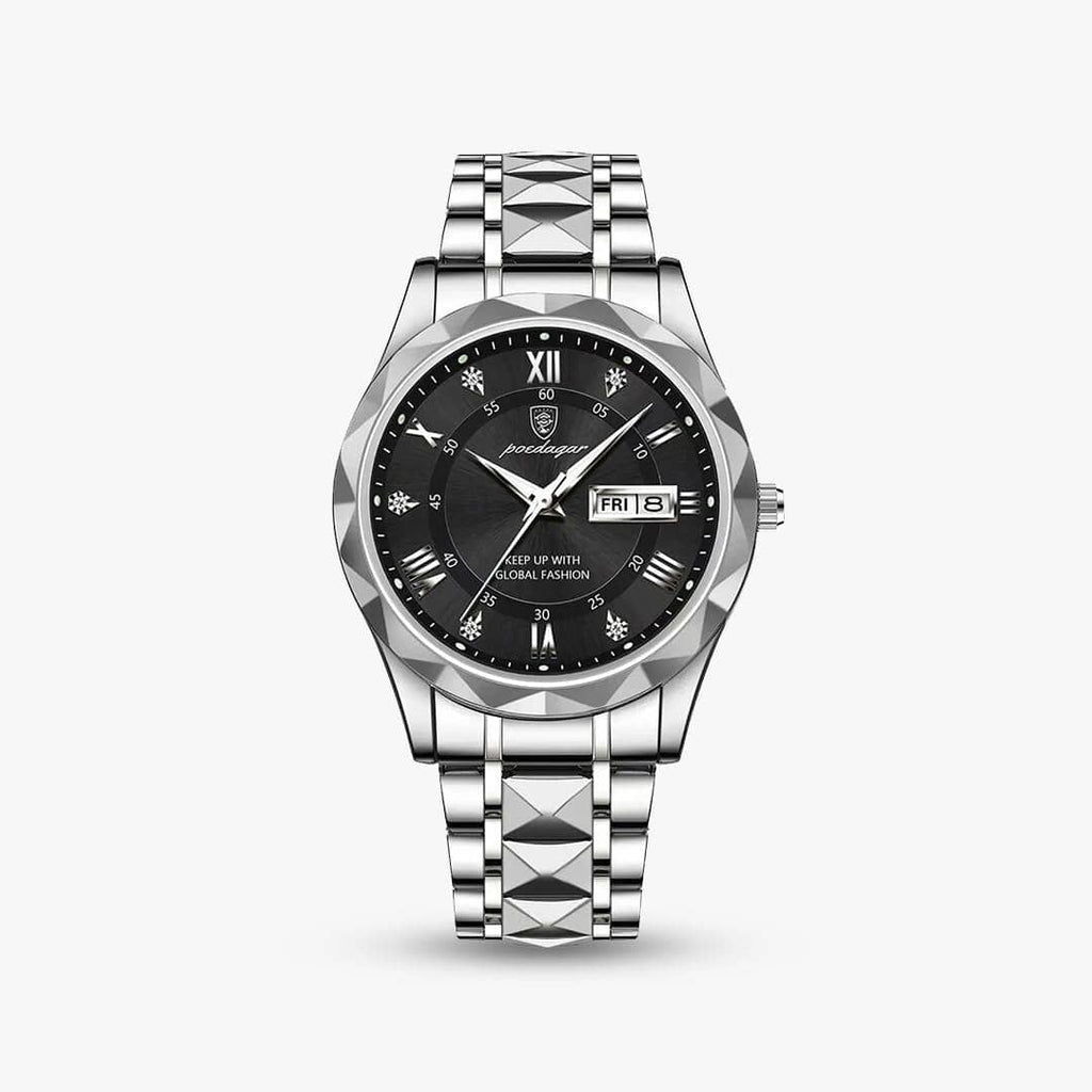 Relógio Regent 40mm Relógio Aço Falconne Preto | Prata 