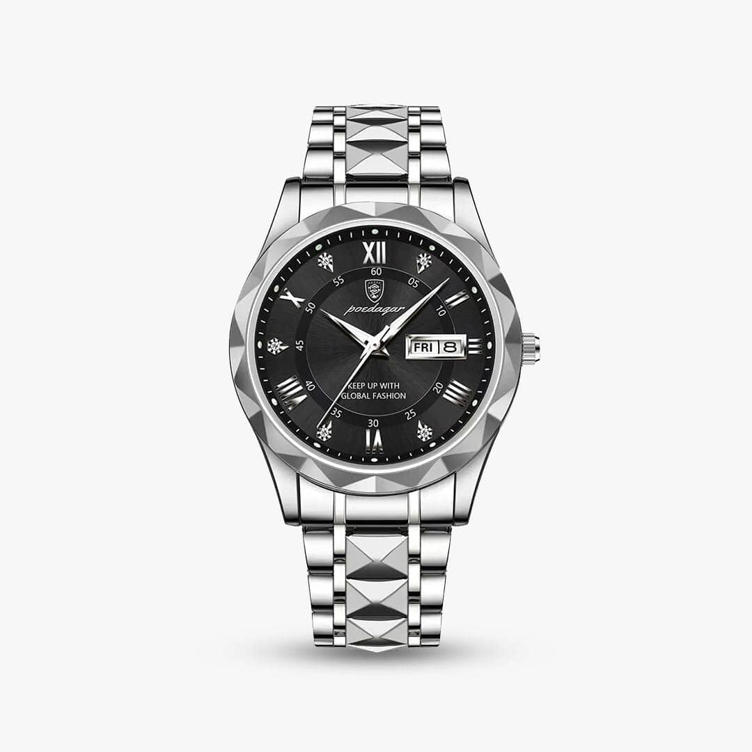 Relógio Regent 40mm Relógio Aço Falconne Preto | Prata 