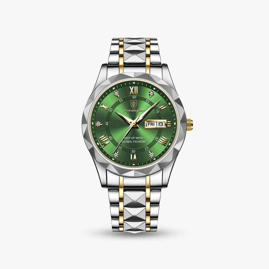 Relógio Regent 40mm Relógio Aço Falconne Verde | Ouro 